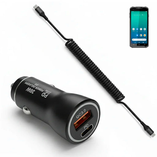 38W Fast Car Charger & USB-C Coiled Cable for Newland Scanners