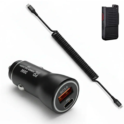 38W Fast Car Charger & USB-C Coiled Cable for Siyata SD7 Radio
