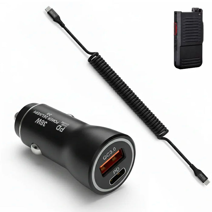 38W Fast Car Charger & USB-C Coiled Cable for Siyata SD7 Radio