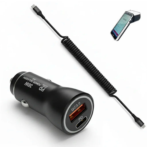 38W Fast Car Charger and USB-C Coiled Cable for Spectra S1/ S1 Plus POS