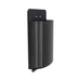 Side view of AgozTech black leather case showing the open-top pouch, protective back panel, and slim carry profile.