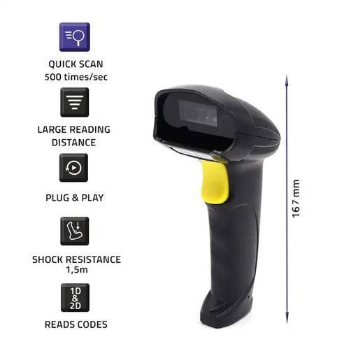 Wireless 1D&2D with Stand Bluetooth Barcode Scanner + Free Case