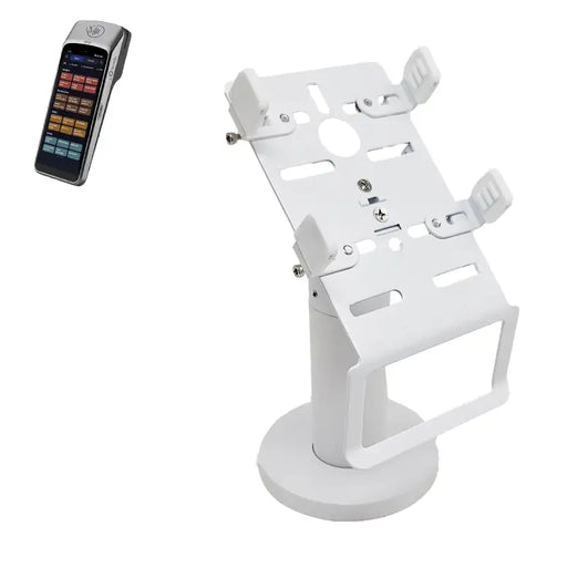 White AgozTech swivel stand for SpotOn Handheld POS with adjustable mounting plate and cradle grips