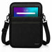 Orderman Pulse HT10 tablet inside black Agoz crossbody carrying case with adjustable shoulder sling, reinforced stitching, and front storage pocket.