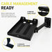 Agoz Zebra ZD621 printer shelf with two cable-routing holes and adhesive hook-and-loop strips for cable management.