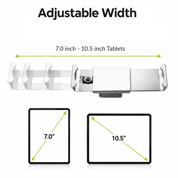 Adjustable-width Agoz tablet holder designed to fit tablets from 7 to 10.5 inches.