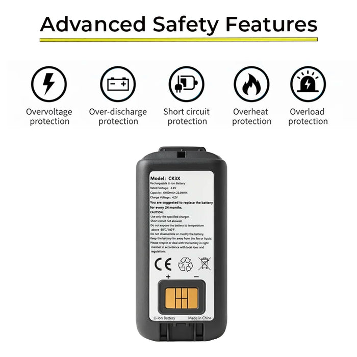 Rechargeable Li-ion Replacement Battery for Honeywell Intermec CK3X Handheld