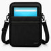 Black Agoz crossbody carrying case with a Unitech RT112 tablet and adjustable shoulder strap
