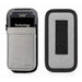 Gray Janam waist belt case shown with front device access and rear belt loop detail for secure warehouse and stockroom carry.