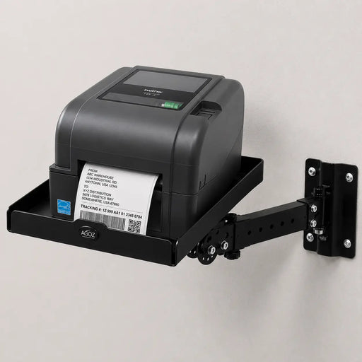 AgozTech Brother printer wall mount shelf with black stainless steel tray and industrial arm mount