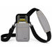 Gray Cognex barcode reader sling holster with Cognex handheld computer secured in front pouch and padded crossbody strap.
