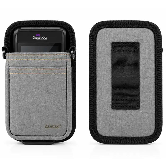 Gray Dejavoo POS holster front and back with belt loop