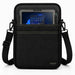 Black Getac tablet carrying case with shoulder sling, front pocket, and rugged tablet secured inside