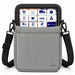 Gray Agoz PAX POS tablet carrying case with adjustable crossbody sling, reinforced stitching, and front storage pocket.