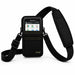 Black Honeywell shoulder sling holster with Honeywell handheld computer seated in pouch and adjustable crossbody strap.