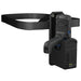 Honeywell rugged mobile computer with grip in a belt waist holster on a white background
