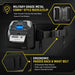 AgozTech SATO mobile printer waist belt feature graphic showing metal cobra-style buckle clip and ergonomic padded back support.