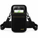 Black Agoz rugged Orderman POS holster with adjustable crossbody sling, padded shoulder strap, and front storage pocket holding an Orderman payment terminal.