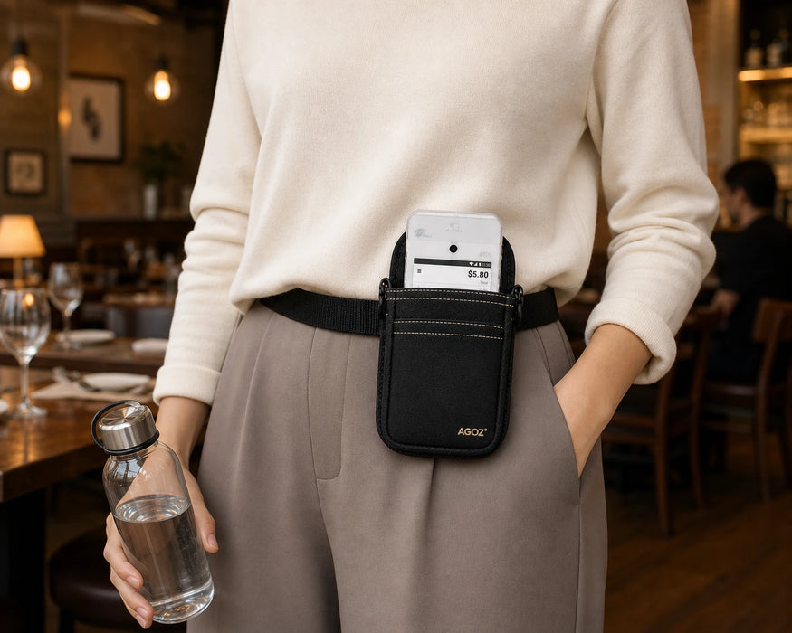 PAX POS Handheld belt waist case holster black closeup