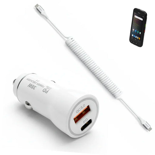38W Fast Car Charger & USB-C Coiled Cable for P-Ranger Mobile Computer
