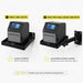 SATO printer shown on AgozTech shelf-only setup and shelf with wall mount arm setup.