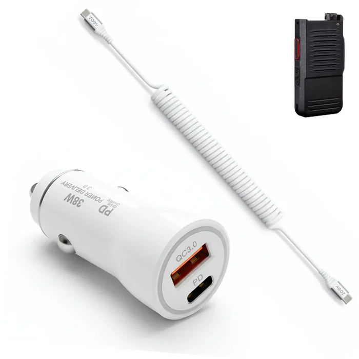 38W Fast Car Charger & USB-C Coiled Cable for Siyata SD7 Radio