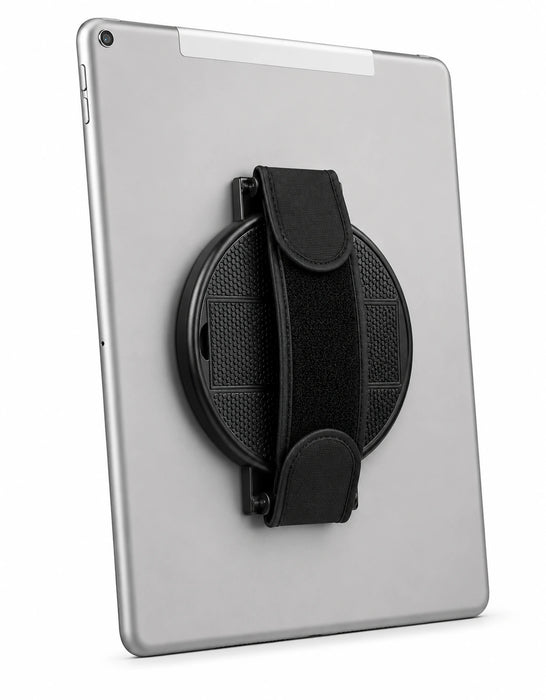 Panasonic tablet with Tablet Hand Grip for Rugged Panasonic Tablets attached to the back