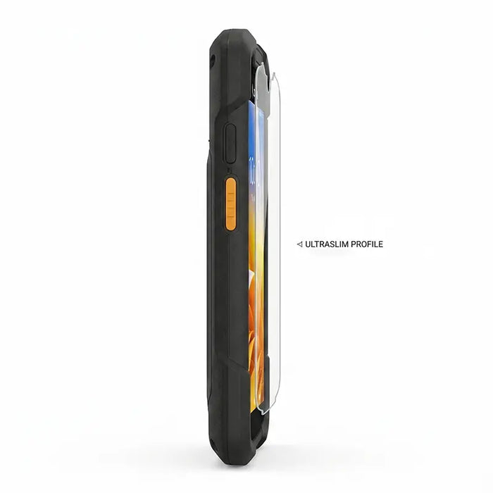 Side profile of Zebra TC73 / TC78 mobile computer with ultrathin tempered glass screen protector installed