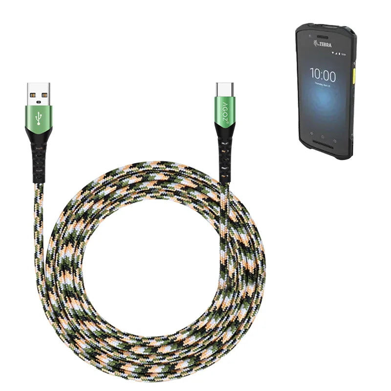 USBグリーン1 USB-C Fast Charging Cable for Zebra Handheld Scanners | AgozTech