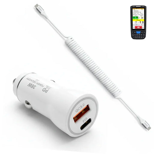 38W Fast Car Charger & USB-C Coiled Cable for Veriscan IDWare 9000