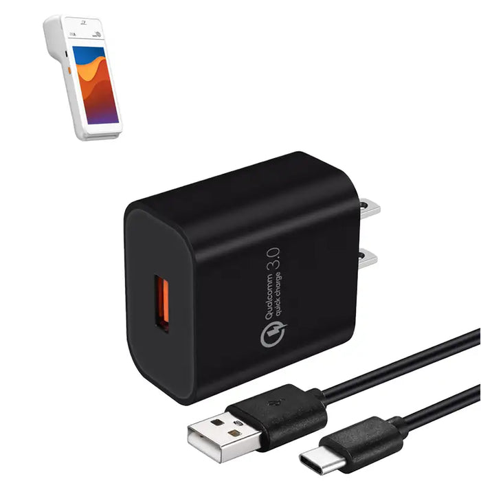 pax 3 charger near me Wall Charger Adapter with USB-A to C Cable for PAX POS Terminals PAX D195 / Black