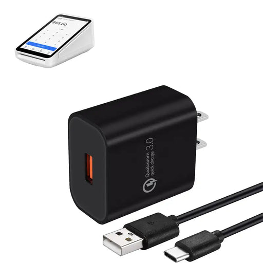 Wall Charger Adapter with USB-A to C Cable for Square Terminal POS