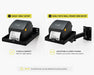 AgozTech Zebra ZD421 printer wall mount shelf shown in shelf-only and swing arm setup options
