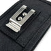 Close-up of AgozTech holster back with stainless steel belt clip