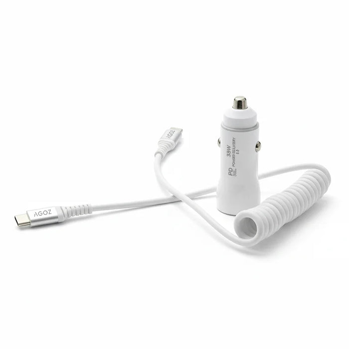 38W Fast Car Charger and USB-C Coiled Cable for Clover Flex 4 POS