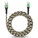 Agoz USB-A to USB-C fast charging cable for iMin POS terminals with camouflage nylon braiding, green metal connectors, and reinforced ends.