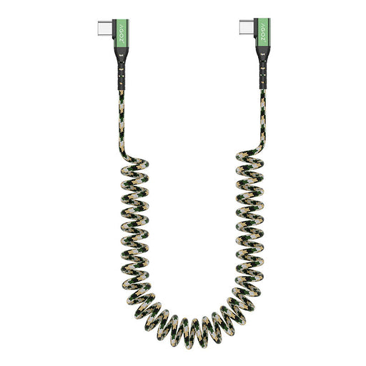 90 Degree Camo Coiled USB-C to USB-C Cable for iPhone 15 Pro