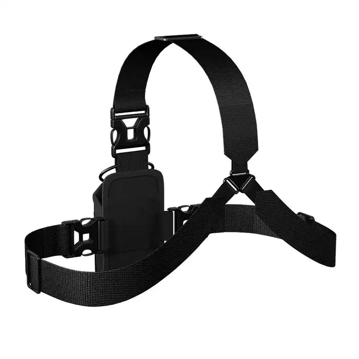 Back view of Icom radio chest harness holster with adjustable strap system
