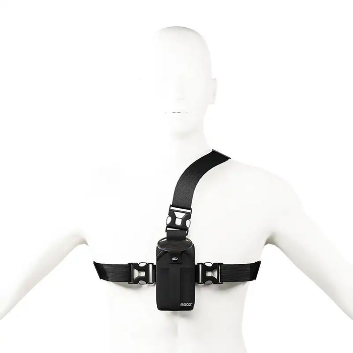 Chest Harness Holster for Newland Handheld Scanner displayed on a mannequin to show front body placement and strap fit