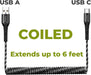 Coiled USB-C Fast Charging Cable for Point Mobile PM85 / PM86 Scanner