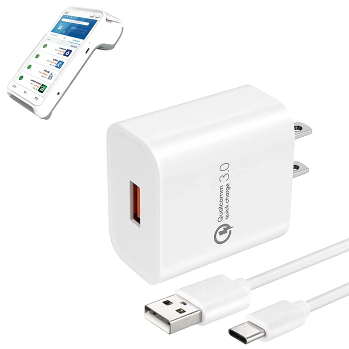 pax 3 charging cable Wall Charger Adapter with USB-A to C Cable for PAX POS Terminals PAX A99 / White