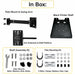 Agoz Zebra printer pole mount package contents with swing arm, shelf, hardware, U-bolts, and clamps.