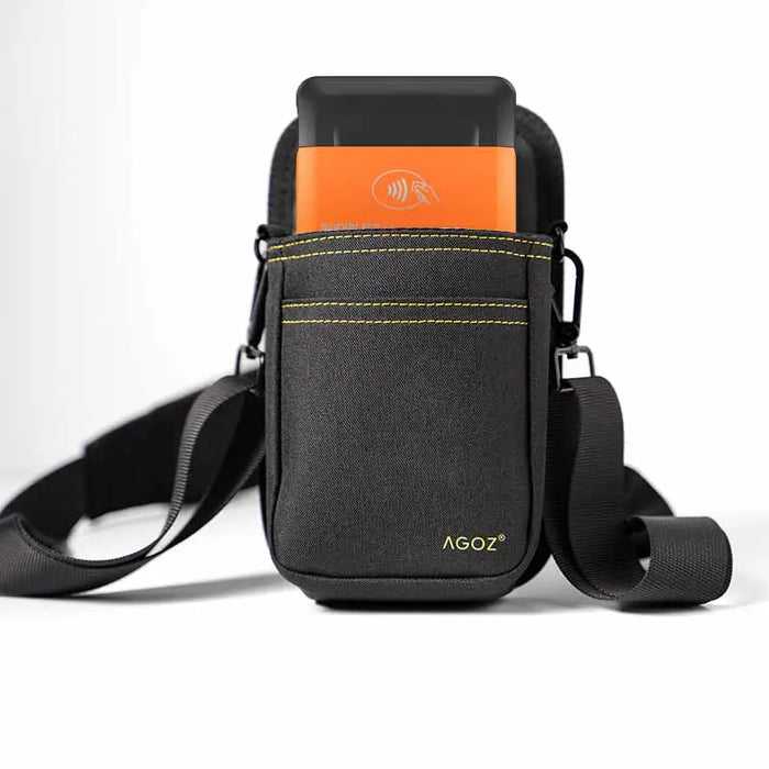 Sunmi POS handheld mobile terminal in black Agoz crossbody pouch