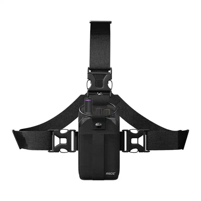 Unication voice pager radio in AgozTech chest mount holster case

