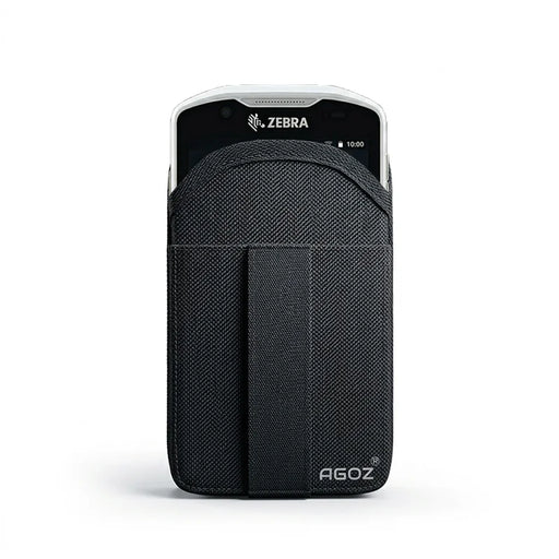 AgozTech black holster case holding Zebra TC52 & TC52x handheld mobile computer, front view