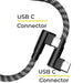 90 Degree 6-inch USB-C to USB-C Charger Cable for LG