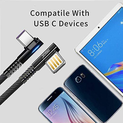 10ft LED Right-Angle USB-C Fast Charger Cable for Google